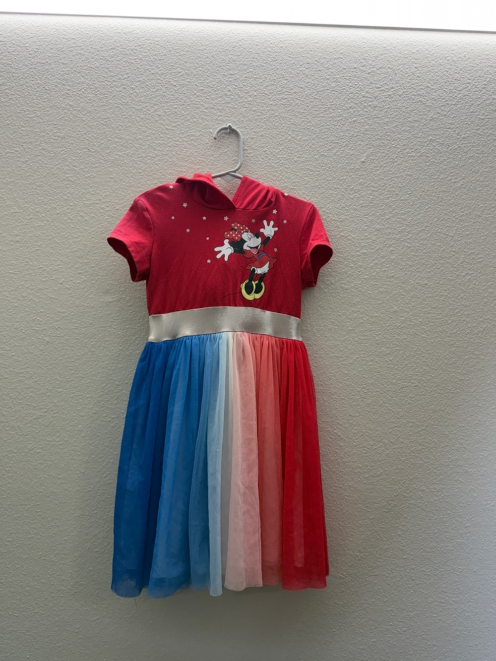 Disney Red Minnie Mouse Hooded Rainbow Tulle Dress